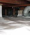 A Port Matilda crawl space moisture system with a low ceiling