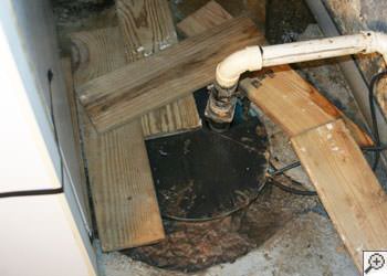 An ugly, clogged sump pump system in Port Matilda, Pennsylvania