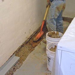 Digging a trench for a French Drain system in Altoona