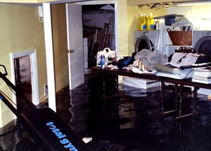 A laundry room flood in Philipsburg, with several feet of water flooded in.
