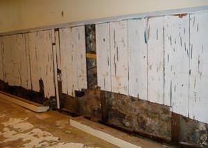 A wet, flooded finished basement in New Bethlehem