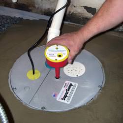 A newly installed sump pump system in a basement in Morrisdale