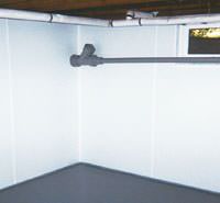 basement vapor barriers on the walls in a formerly leaky basement in Altoona, PA