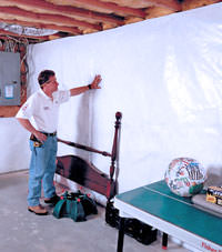 Plastic 20-mil vapor barrier for dirt basements, Ridgway, Pennsylvania installation