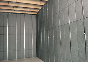SilverGlo™ insulation and metal studs making up our Basement to Beautiful panels.  Installed in Saint Marys.